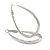 Medium Thick Etched Oval Hoop Earrings In Silver Tone - 55mm L - view 4