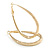 Medium Thick Etched Oval Hoop Earrings In Gold Tone - 55mm L - view 2