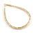Large Thick Etched Oval Hoop Earrings In Gold Tone - 70mm L - view 6