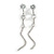 Statement Clear Crystal Linear Drop Earrings In Silver Tone Metal - 10cm L
