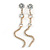Statement Clear Crystal Linear Drop Earrings In Gold Tone Metal - 10cm L