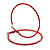 60mm Large Slim Red Enamel Hoop Earrings - view 4