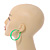 50mm Bright Green Enamel Hoop Earrings In Silver Tone - view 3