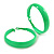 50mm Bright Green Enamel Hoop Earrings In Silver Tone - view 2