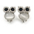 Crystal Owl Clip On Earrigns In Silver Tone (Clear/ Blue) - 17mm Tall - view 2