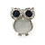 Crystal Owl Clip On Earrigns In Silver Tone (Clear/ Blue) - 17mm Tall - view 4