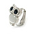 Crystal Owl Clip On Earrigns In Silver Tone (Clear/ Blue) - 17mm Tall - view 6