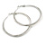 60mm Large Textured Thick Hoop Earrings In Silver Tone Metal - view 8