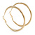 60mm Large Textured Thick Hoop Earrings In Gold Tone Metal