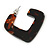 Trendy Tortoise Shell Effect Brown/ Black Acrylic/ Plastic/ Resin Square Hoop Earrings - 38mm L - view 6