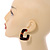 Trendy Tortoise Shell Effect Brown/ Black Acrylic/ Plastic/ Resin Square Hoop Earrings - 38mm L - view 3