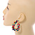 Trendy 'Burst of Colour' Effect Multicoloured Acrylic/ Plastic/ Resin Oval Hoop Earrings - 50mm L - view 3