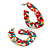 Trendy 'Burst of Colour' Effect Multicoloured Acrylic/ Plastic/ Resin Oval Hoop Earrings - 50mm L
