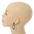 Trendy Triangular Acrylic Hoop Earrings In Blue/ Brown - 45mm Long - view 2