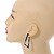 Trendy Triangular Acrylic Hoop Earrings In Blue/ Brown - 45mm Long - view 3