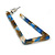 Trendy Triangular Acrylic Hoop Earrings In Blue/ Brown - 45mm Long - view 6