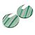 Trendy Green/ Silver Stripy Acrylic/ Resin Disk Earrings - 48mm Diameter - view 6