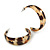 Trendy Half Hoop Earrings with Animal Print in Acrylic (Beige/ Black) - 40mm Diameter