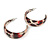 Trendy Half Hoop Earrings with Animal Print in Acrylic (Red/ Beige/ Black) - 40mm Diameter - view 8