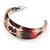 Trendy Half Hoop Earrings with Animal Print in Acrylic (Red/ Beige/ Black) - 40mm Diameter - view 6