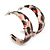 Trendy Half Hoop Earrings with Animal Print in Acrylic (Red/ Beige/ Black) - 40mm Diameter - view 2