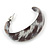 Trendy Half Hoop Earrings with Animal Print in Acrylic (Grey/ Black) - 40mm Diameter - view 5