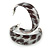 Trendy Half Hoop Earrings with Animal Print in Acrylic (Grey/ Black) - 40mm Diameter - view 3