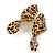 Trendy Twisted Leaf Acrylic Drop Earrings with Animal Print (Brown/ Yellow) - 65mm Long - view 5
