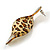 Trendy Twisted Leaf Acrylic Drop Earrings with Animal Print (Brown/ Yellow) - 65mm Long - view 8