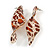 Trendy Twisted Leaf Acrylic Drop Earrings with Animal Print (Brown/ Beige) - 65mm Long - view 7