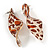 Trendy Twisted Leaf Acrylic Drop Earrings with Animal Print (Brown/ Beige) - 65mm Long - view 2