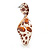 Trendy Twisted Leaf Acrylic Drop Earrings with Animal Print (Brown/ Beige) - 65mm Long - view 6
