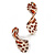 Trendy Twisted Leaf Acrylic Drop Earrings with Animal Print (Brown/ Beige) - 65mm Long - view 8