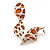 Trendy Twisted Leaf Acrylic Drop Earrings with Animal Print (Brown/ Beige) - 65mm Long