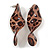 Trendy Twisted Leaf Acrylic Drop Earrings with Animal Print (Brown) - 65mm Long - view 2