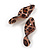 Trendy Twisted Leaf Acrylic Drop Earrings with Animal Print (Brown) - 65mm Long - view 7