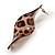 Trendy Twisted Leaf Acrylic Drop Earrings with Animal Print (Brown) - 65mm Long - view 6