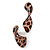 Trendy Twisted Leaf Acrylic Drop Earrings with Animal Print (Brown) - 65mm Long - view 9