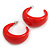Red Acrylic Half Hoop Earrings - 37mm Diameter - view 8