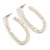 Off White Oval Hoop Earrings with Marble Effect - 65mm Long - view 7
