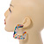 Trendy 'Burst of Colour' Effect Multicoloured Acrylic/ Plastic/ Resin Square Hoop Earrings - 55mm L - view 3
