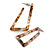 Trendy Triangular Acrylic Hoop Earrings In Pink/ Brown - 45mm Long - view 4