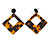 Trendy Square Tortoise Shell Effect Black/ Brown Acrylic/ Plastic/ Resin Drop Earrings - 65mm L - view 4