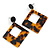 Trendy Square Tortoise Shell Effect Black/ Brown Acrylic/ Plastic/ Resin Drop Earrings - 65mm L