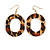 Stylish Animal Print Acrylic Oval Hoop Earrings In Gold Tone - 65mm Long - view 2