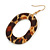 Stylish Animal Print Acrylic Oval Hoop Earrings In Gold Tone - 65mm Long - view 4