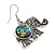 Vintage Inspired Elephant with Abalon Shell Drop Earrings In Aged Silver Tone - 40mm Long - view 6