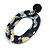 Trendy Oval Acrylic Hoop Earrings (Dark Blue/ Cream) - 60mm Long - view 5