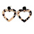 Romantic Open Heart Tortoise Shell Effect Black/ Beige Acrylic/ Plastic/ Resin Drop Earrings - 50mm L - view 4