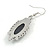 Vintage Inspired Oval Black Ceramic Stone Filigree Drop Earrings In Silver Tone - 50mm Long - view 7